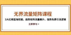 无界流量矩阵课程,3大红榜蓝海挖掘,趋势矩阵流量飙升,强势免费引流逻辑-川川创富网