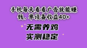 （14767期）手机每天看看广告就能赚钱，单设备收益40+ 无需养鸡，实测稳定-川川创富网