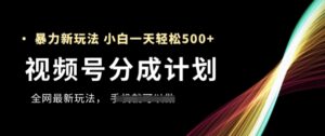 视频号分成计划，全网最暴力玩法，新手一天也能轻松5张+-川川创富网
