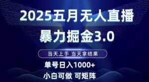 2025五月无人直播暴力掘金3.0，当天上手，当天拿结果，单号日入1k+小白可做可矩阵【揭秘】-川川创富网