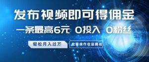 发布视频即可得佣金,一条最高6元,0投入 0粉丝  会发视频就行,月入过W,批量操作收益翻倍【揭秘】-川川创富网