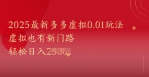 2025最新多多虚拟0.01玩法！虚拟也有新世界，轻松日入1k+-川川创富网