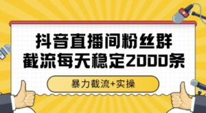 抖音直播间粉丝群暴力截流，一台电脑每天稳定2000条数据，暴力截流+实操 【揭秘】-川川创富网