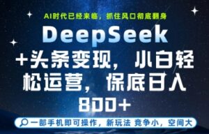 DeepSeek+头条变现,保姆级教学,小白轻松上手,日入8张+【揭秘】-川川创富网