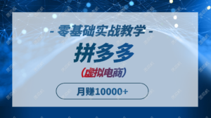 拼多多虚拟电商，零基础实战教学，快速打爆商品，新手也能月入10000+-川川创富网