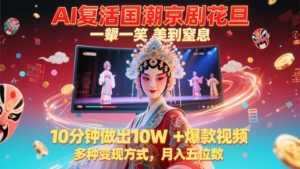 AI复活国潮京剧花旦,一颦一笑美到窒息,10分钟做出10W+爆款视频,多种变现方式-川川创富网