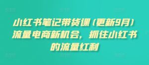 小红书笔记带货课(更新25年5月)流量电商新机会,抓住小红书的流量红利-川川创富网