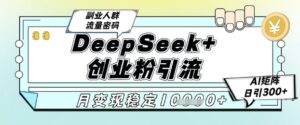 DeepSeek+创业粉精准引流,全新分享课4.0玩法,AI矩阵日引300+,多种变现方式,稳定月入1W-川川创富网