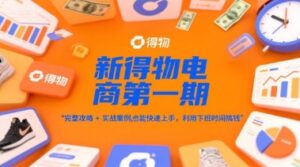 新得物电商第一期,完整攻略+实战案例,普通人也能快速上手,利用下班时间搞钱-川川创富网