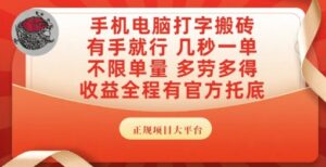手机电脑打字搬砖，副业可发展主业来做蓝海项目，有手就行，几秒一单，不限单量，多劳多得【揭秘】-川川创富网