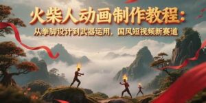 火柴人动画制作教程:从拳脚设计到武器运用,国风短视频新赛道-川川创富网