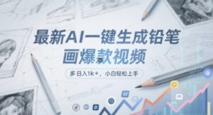 最新AI一键生成铅笔画爆款视频，多平台分发，日 入1k+，小白轻松上手【揭秘】-川川创富网