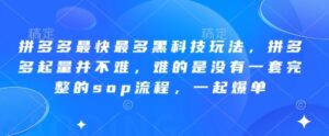 拼多多最快最多黑科技玩法，拼多多起量并不难，难的是没有一套完整的sop流程，一起爆单(更新6月)-川川创富网