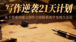 写作逆袭21天计划:从下笔难到爆文创作全链路系统学变现方法论-川川创富网