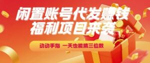 福利项目来袭，闲置账号代发挣钱，动动手指，一天也能搞三位数【揭秘】-川川创富网
