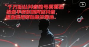 千万粉丝抖音账号幕后操盘手教你如何做抖音，掘金短视频自建流量池-川川创富网
