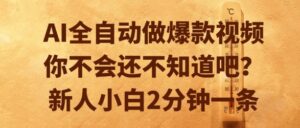 AI全自动做爆款视频,你不会还不知道吧?新人小白2分钟一条【揭秘】-川川创富网