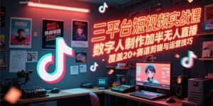 三平台短视频实战课，数字人制作加半无人直播，覆盖20+赛道剪辑与运营技巧-川川创富网