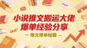 小说推文搬运大佬爆单经验分享，推文爆单秘籍-川川创富网