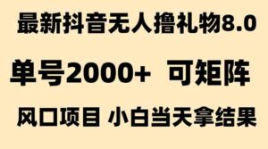 抖音无人撸礼物8.0玩法 全新风口 见效果快 全无人 单号当天产出2000+-川川创富网