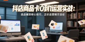 抖店商品卡0到1运营实战:选品铺货核心技巧,正价品营销方法论-川川创富网