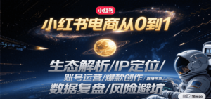 小红书电商从0到1:生态解析/IP定位/ 账号运营/爆款创作/直播带货/数据复盘/风险避坑-川川创富网