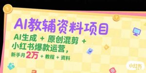 AI教辅资料项目,AI生成+原创混剪+小红书爆款运营,新手月入2万+教程+资料-川川创富网