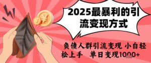 2025年最暴利的引流变现方式，负债人群引流变现，小白轻松上手，日入1k-川川创富网