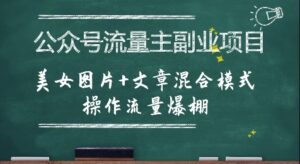 公众号流量主副业项目，美女图片+文章混合模式操作流量爆棚-川川创富网