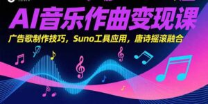 AI音乐作曲变现课,广告歌制作技巧,Suno工具应用,唐诗摇滚融合-川川创富网