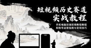 短视频历史赛道实战教程，手机电脑双端剪辑教程和账号运营指南与变现技巧-川川创富网
