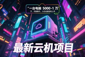 最新云机项目 一台电脑5000到10000 无脑操作小白也能轻松上手-川川创富网