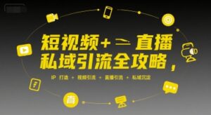 短视频+直播私域引流全攻略,IP打造 +视频引流 +直播引流 +私域沉淀-川川创富网