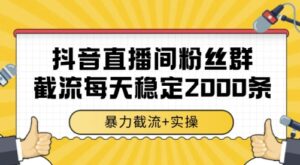 抖音直播间粉丝群截流，稳定采集数据全行业通用 2000条数据一天【揭秘】-川川创富网