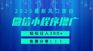 微信小程序撸广,最新风口项目,日入300+ 免费分享 可批量操作 小白可轻松上手!!-川川创富网