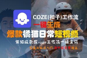COZE(扣子)工作流一键生成爆款橘猫日常短视频，保姆级教程，零基础快速入门-川川创富网