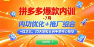 拼多多爆款内训-7月 内功优化+推广组合+自然流 30天掌握日销千单核心模型-川川创富网