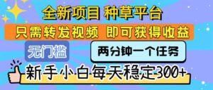 全新项目 种草平台 只需要转发任务视频 即可获得收益 新手小白每天300+-川川创富网