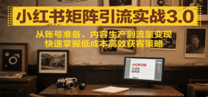 小红书矩阵引流3.0,从账号准备、内容生产到流量变现,快速掌握低成本高效获客策略-川川创富网