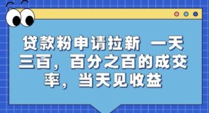 贷款粉申请拉新，一天三张，百分之百的成交率，当天见收益【揭秘】-川川创富网