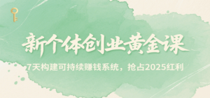 新个体创业黄金课,7天构建可持续赚钱系统,抢占2025红利-川川创富网