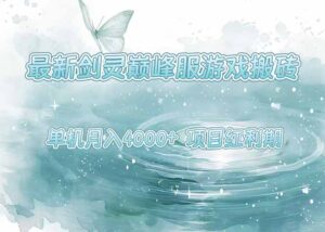 最新剑灵巅峰服游戏搬砖,项目红利期,单机稳定4000+操作简单好上手-川川创富网