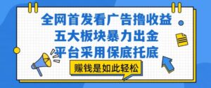 全网首发看广告撸收益,五大板块暴力出金,平台采用保底托底,挣钱是如此轻松作【揭秘】-川川创富网