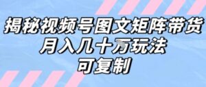 解密视频号图文矩阵带货,月入几个W的打法,可复制-川川创富网