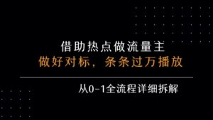 借力热点，乘顺风车玩流量主，条条过万播放， 每月收益5k+，从0-1全流程详细拆解-川川创富网