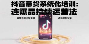 抖音带货系统化培训:连爆品持续运营法,直播流量承接策略,违规避坑全集-川川创富网