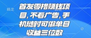 首发零撸挣钱项目 不看广告 手机随时可做 单日收益三位数【揭秘】-川川创富网