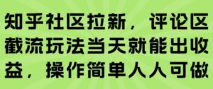 知乎社区拉新,评论区截流玩法当天就能出收益,操作简单人人可做-川川创富网