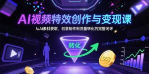 AI视频特效创作与变现课:从AI素材获取、创意制作到流量转化的完整闭环-川川创富网