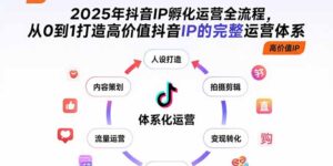 2025年抖音IP孵化运营全流程,从0到1打造高价值抖音IP的完整运营体系-川川创富网